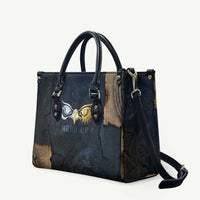 Heru-Ur Falcon Eyes Leather Bag Solar Disk Ancient Egyptian Mythology in Dark Stone