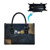 Heru-Ur Falcon Eyes Leather Bag Solar Disk Ancient Egyptian Mythology in Dark Stone