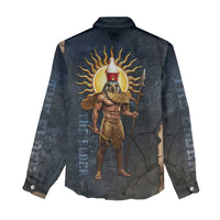 Heru-Ur Falcon Eyes Women Casual Shirt Solar Disk Ancient Egyptian Mythology in Dark Stone