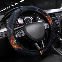 Heru-Ur Steering Wheel Cover Flaming Wings and Sword Ancient Egyptian Warrior