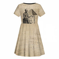 Imhotep Kid Short Sleeve Dress Pyramid Blueprints Ancient Egyptian Architecture and Priest