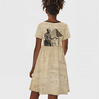 Imhotep Kid Short Sleeve Dress Pyramid Blueprints Ancient Egyptian Architecture and Priest