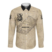 Imhotep Long Sleeve Button Shirt Pyramid Blueprints Ancient Egyptian Architecture and Priest