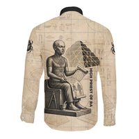 Imhotep Long Sleeve Button Shirt Pyramid Blueprints Ancient Egyptian Architecture and Priest