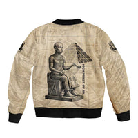 Imhotep Sleeve Zip Bomber Jacket Pyramid Blueprints Ancient Egyptian Architecture and Priest