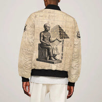 Imhotep Sleeve Zip Bomber Jacket Pyramid Blueprints Ancient Egyptian Architecture and Priest