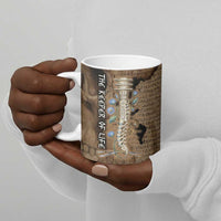 Imhotep Eye of Horus Ceramic Mug Papyrus Scrolls Ancient Egyptian Medicine