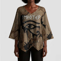Imhotep Eye of Horus Kimono Sleeve Blouse Papyrus Scrolls Ancient Egyptian Medicine