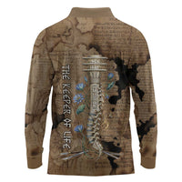 Imhotep Eye of Horus Long Sleeve Polo Shirt Papyrus Scrolls Ancient Egyptian Medicine