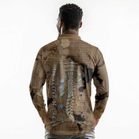 Imhotep Eye of Horus Long Sleeve Polo Shirt Papyrus Scrolls Ancient Egyptian Medicine
