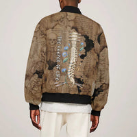 Imhotep Eye of Horus Sleeve Zip Bomber Jacket Papyrus Scrolls Ancient Egyptian Medicine