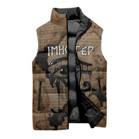 Imhotep Eye of Horus Sleeveless Puffer Jacket Papyrus Scrolls Ancient Egyptian Medicine