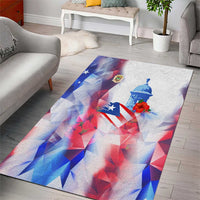 Puerto Rico Area Rug with Coqui Frog, Hibiscus Flowers, and Flag Landmark Design - Wonder Print Shop