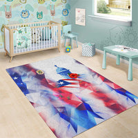 Puerto Rico Area Rug with Coqui Frog, Hibiscus Flowers, and Flag Landmark Design - Wonder Print Shop