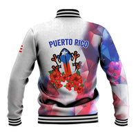 Puerto Rico Baseball Jacket with Coqui Frog, Hibiscus Flowers, and Flag Landmark Design - Wonder Print Shop