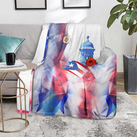 Puerto Rico Blanket with Coqui Frog, Hibiscus Flowers, and Flag Landmark Design - Wonder Print Shop