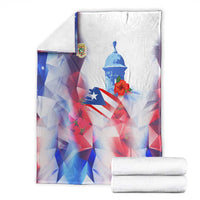 Puerto Rico Blanket with Coqui Frog, Hibiscus Flowers, and Flag Landmark Design - Wonder Print Shop