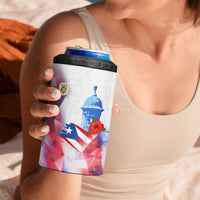 Puerto Rico 4 in 1 Can Cooler Tumbler with Coqui Frog, Hibiscus Flowers, and Flag Landmark Design - Wonder Print Shop