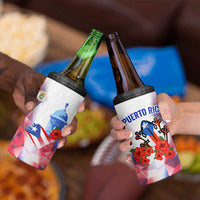 Puerto Rico 4 in 1 Can Cooler Tumbler with Coqui Frog, Hibiscus Flowers, and Flag Landmark Design - Wonder Print Shop