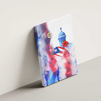 Puerto Rico Canvas Wall Art with Coqui Frog, Hibiscus Flowers, and Flag Landmark Design - Wonder Print Shop