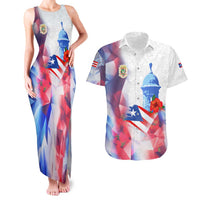 Puerto Rico Couples Matching Tank Maxi Dress and Hawaiian Shirt with Coqui Frog, Hibiscus Flowers, and Flag Landmark Design - Wonder Print Shop