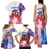 Puerto Rico Family Matching Tank Maxi Dress and Hawaiian Shirt with Coqui Frog, Hibiscus Flowers, and Flag Landmark Design - Wonder Print Shop