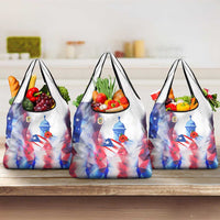 Puerto Rico Grocery Bag with Coqui Frog, Hibiscus Flowers, and Flag Landmark Design - Wonder Print Shop
