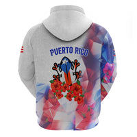 Puerto Rico Hoodie with Coqui Frog, Hibiscus Flowers, and Flag Landmark Design - Wonder Print Shop