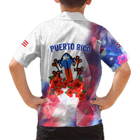 Puerto Rico Kid Hawaiian Shirt with Coqui Frog, Hibiscus Flowers, and Flag Landmark Design - Wonder Print Shop
