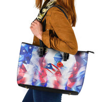 Puerto Rico Leather Tote Bag with Coqui Frog, Hibiscus Flowers, and Flag Landmark Design - Wonder Print Shop