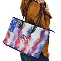 Puerto Rico Leather Tote Bag with Coqui Frog, Hibiscus Flowers, and Flag Landmark Design - Wonder Print Shop