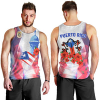 Puerto Rico Men Tank Top with Coqui Frog, Hibiscus Flowers, and Flag Landmark Design - Wonder Print Shop