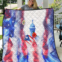 Puerto Rico Quilt with Coqui Frog, Hibiscus Flowers, and Flag Landmark Design - Wonder Print Shop