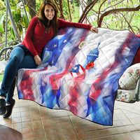 Puerto Rico Quilt with Coqui Frog, Hibiscus Flowers, and Flag Landmark Design - Wonder Print Shop