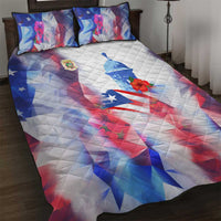 Puerto Rico Quilt Bed Set with Coqui Frog, Hibiscus Flowers, and Flag Landmark Design - Wonder Print Shop