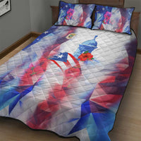 Puerto Rico Quilt Bed Set with Coqui Frog, Hibiscus Flowers, and Flag Landmark Design - Wonder Print Shop