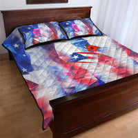 Puerto Rico Quilt Bed Set with Coqui Frog, Hibiscus Flowers, and Flag Landmark Design - Wonder Print Shop