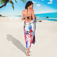 Puerto Rico Sarong with Coqui Frog, Hibiscus Flowers, and Flag Landmark Design - Wonder Print Shop