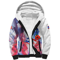 Puerto Rico Sherpa Hoodie with Coqui Frog, Hibiscus Flowers, and Flag Landmark Design - Wonder Print Shop