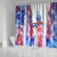 Puerto Rico Shower Curtain with Coqui Frog, Hibiscus Flowers, and Flag Landmark Design - Wonder Print Shop