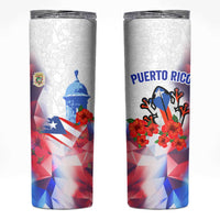 Puerto Rico Skinny Tumbler with Coqui Frog, Hibiscus Flowers, and Flag Landmark Design - Wonder Print Shop