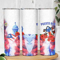 Puerto Rico Skinny Tumbler with Coqui Frog, Hibiscus Flowers, and Flag Landmark Design - Wonder Print Shop