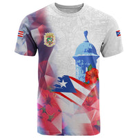 Puerto Rico T Shirt with Coqui Frog, Hibiscus Flowers, and Flag Landmark Design - Wonder Print Shop