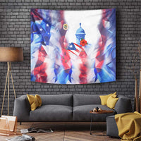 Puerto Rico Tapestry with Coqui Frog, Hibiscus Flowers, and Flag Landmark Design - Wonder Print Shop
