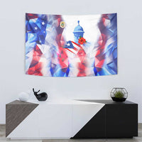 Puerto Rico Tapestry with Coqui Frog, Hibiscus Flowers, and Flag Landmark Design - Wonder Print Shop