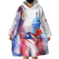 Puerto Rico Wearable Blanket Hoodie with Coqui Frog, Hibiscus Flowers, and Flag Landmark Design - Wonder Print Shop
