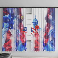 Puerto Rico Window Curtain with Coqui Frog, Hibiscus Flowers, and Flag Landmark Design - Wonder Print Shop