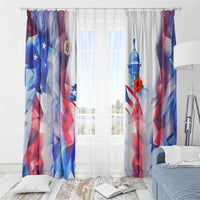 Puerto Rico Window Curtain with Coqui Frog, Hibiscus Flowers, and Flag Landmark Design - Wonder Print Shop