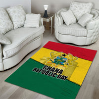 Ghana Republic Day Area Rug Ghanaian Pride Flag Colors With Coat Of Arms And Black Star