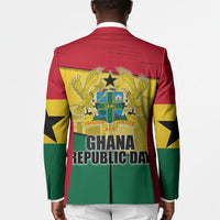Ghana Republic Day Blazer Ghanaian Pride Flag Colors With Coat Of Arms And Black Star